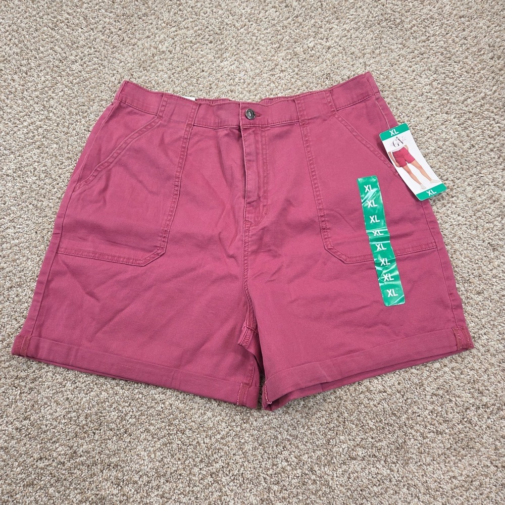 NEW Gloria Vanderbilt Women Utility Comfort Waist Shorts Murky Pink size XL